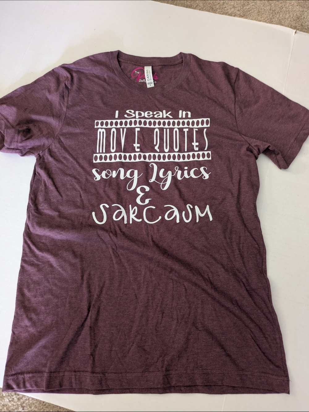 Bella Canvas Burgundy Tee with White & Pink Print